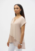 Joseph Ribkoff 252172 Parchment/Silver Asymmetrical Foiled Mesh Top