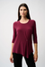 Joseph Ribkoff 253027 Merlot Asymmetrical Scoop Neck 3/4 Sleeves Tunic Top