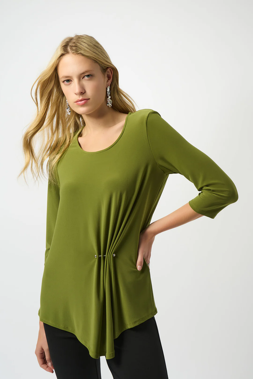 Joseph Ribkoff 253027 Artichoke Asymmetrical Scoop Neck 3/4 Sleeves Tunic Top