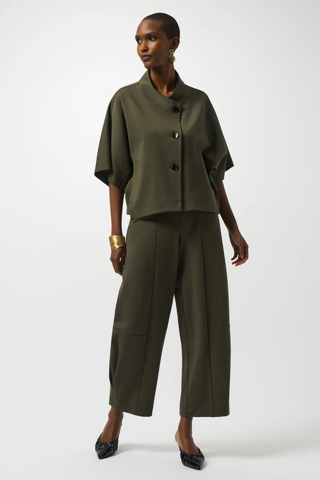 Joseph Ribkoff Avocado Heavy Knit 3/4 Sleeve Boxy Top 253015