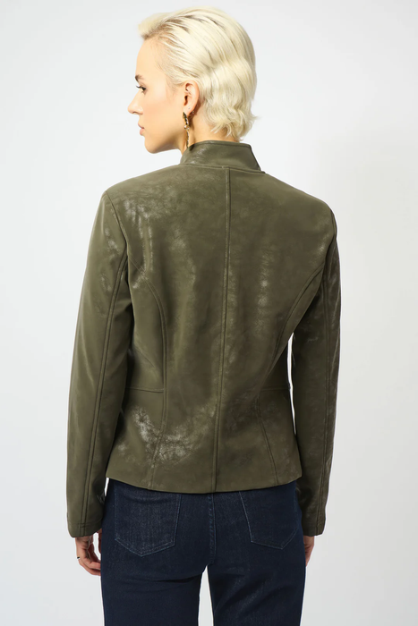 Joseph Ribkoff Avocado Long Sleeve Faux Suede Moto Jacket 253915