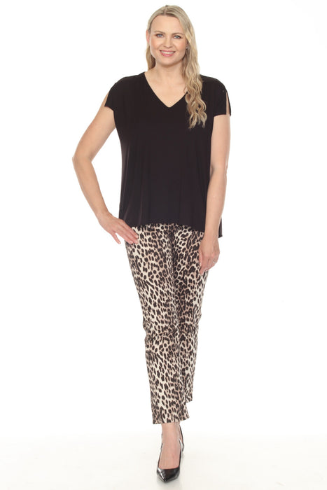Joseph Ribkoff Beige/Black Animal Print Ankle Pants 252907