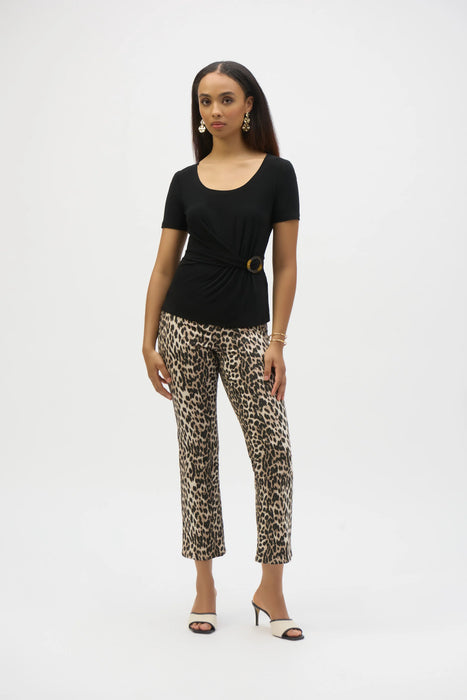 Joseph Ribkoff Beige/Black Animal Print Ankle Pants 252907