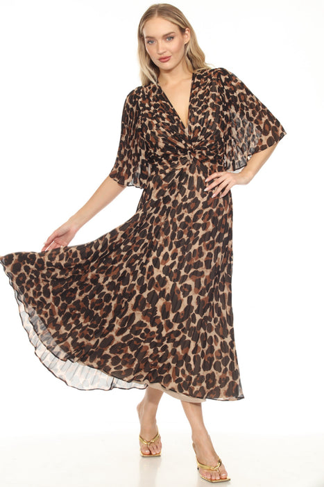 Joseph Ribkoff Beige/Black Animal Print Chiffon Fit & Flare Dress 252935