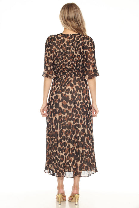 Joseph Ribkoff Beige/Black Animal Print Chiffon Fit & Flare Dress 252935