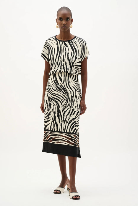 Joseph Ribkoff Beige/Black Animal Print Short Sleeves Top 262049