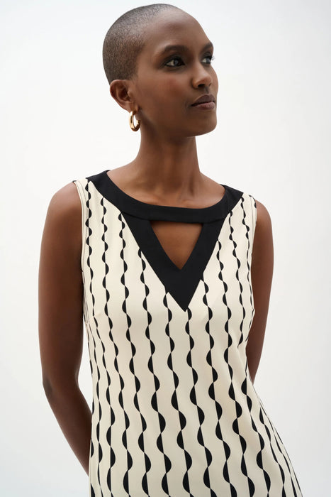 Joseph Ribkoff Beige/Black Geometric Print Sheath Dress 262218