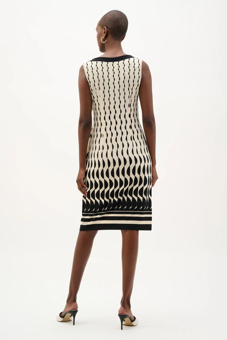 Joseph Ribkoff Beige/Black Geometric Print Sheath Dress 262218