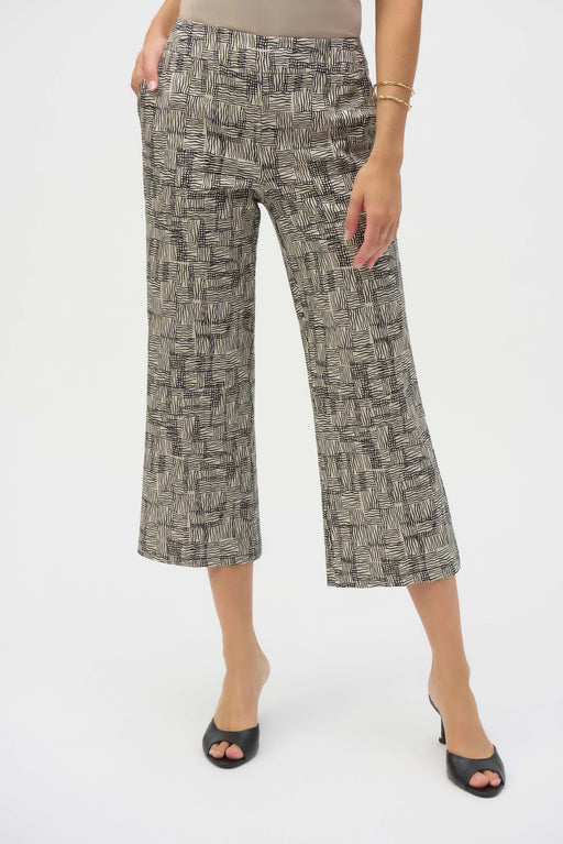 Joseph Ribkoff Style 252123 Beige/Black Geometric Pull On Culotte Pants