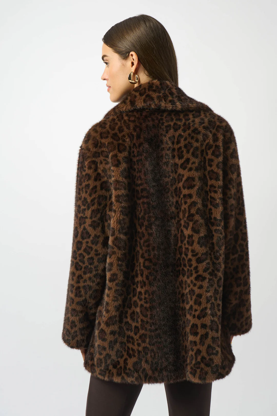 Joseph Ribkoff Beige/Black Leopard Print Faux Fur Double-Breasted Coat ...