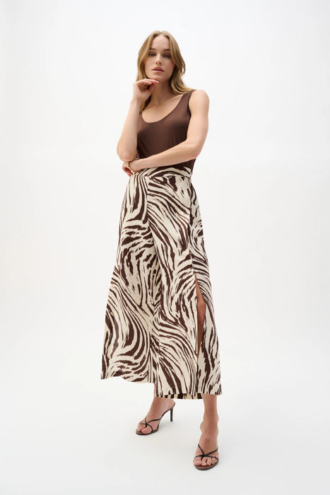Joseph Ribkoff Beige/Brown Animal Print Pleated Culotte Pants 262946