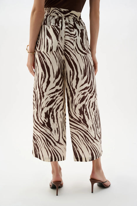 Joseph Ribkoff Beige/Brown Animal Print Pleated Culotte Pants 262946
