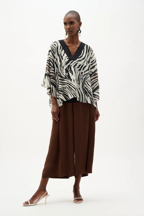 Joseph Ribkoff Beige/Multi Animal Print And Silky Knit Poncho Top 262203