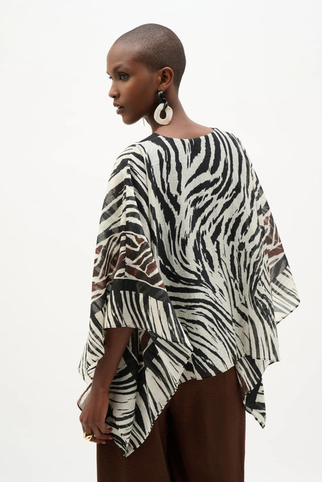 Joseph Ribkoff Beige/Multi Animal Print And Silky Knit Poncho Top 262203