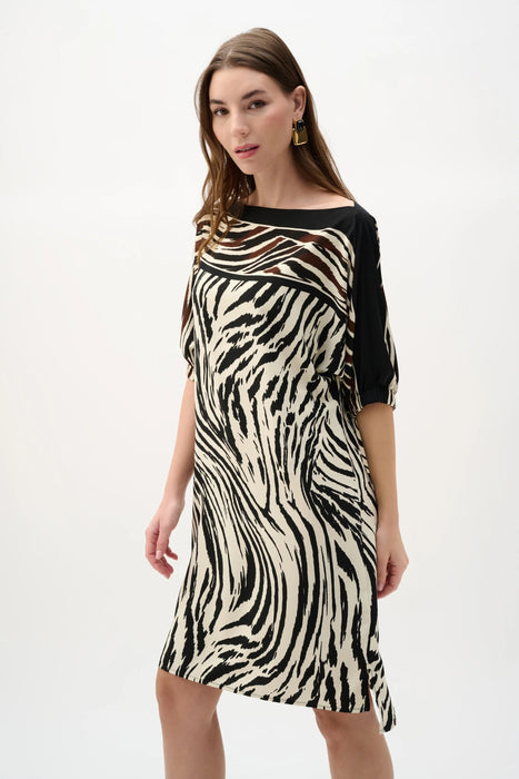 Joseph Ribkoff Beige/Multi Animal Print Shift Dress 262229