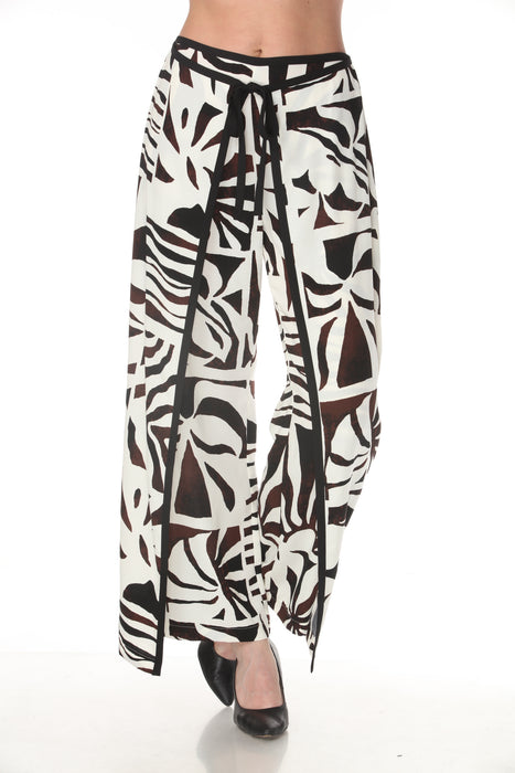 Joseph Ribkoff Beige/Multi Floral High-Waisted Wide-Leg Trouser Pants 262056