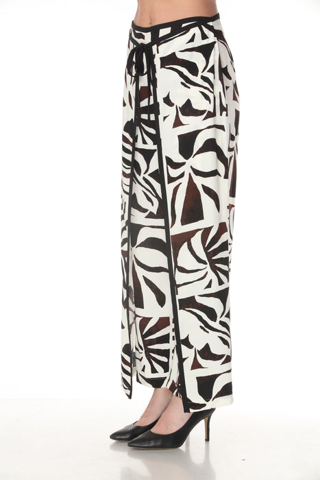 Joseph Ribkoff Beige/Multi Floral High-Waisted Wide-Leg Trouser Pants 262056