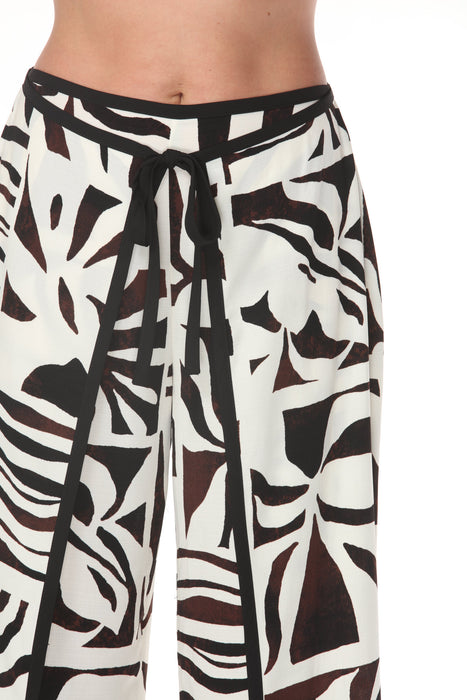 Joseph Ribkoff Beige/Multi Floral High-Waisted Wide-Leg Trouser Pants 262056