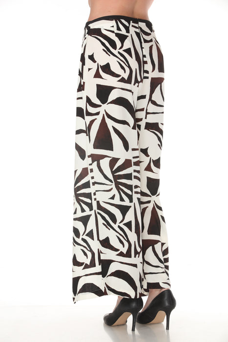 Joseph Ribkoff Beige/Multi Floral High-Waisted Wide-Leg Trouser Pants 262056