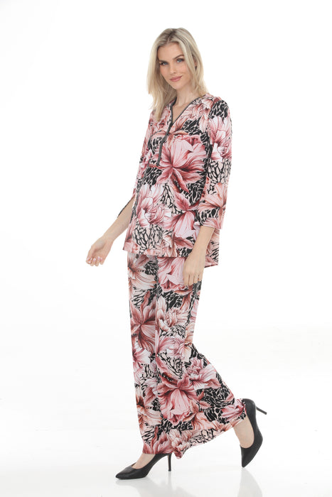 Joseph Ribkoff Beige/Multi Floral Palazzo Pants 261224