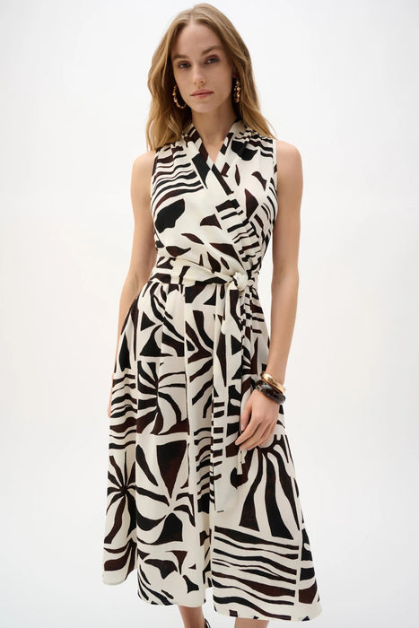 Joseph Ribkoff Beige/Multi Tropical Fit And Flare Wrap Dress 262226
