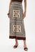 Woman wearing Joseph Ribkoff scarf print wide leg palazzo pants
