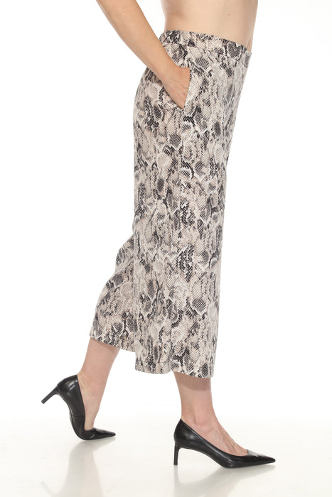 Joseph Ribkoff Beige/Multi Snakeskin Print Culotte Pants 252239