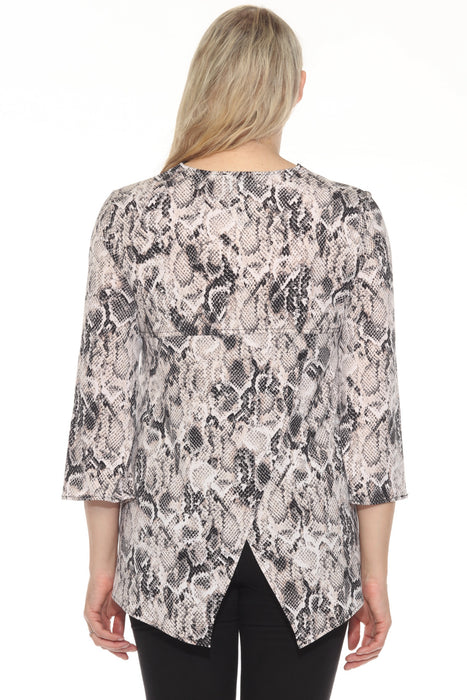 Joseph Ribkoff Beige/Multi Snakeskin Print Embellished Tunic Top 252242