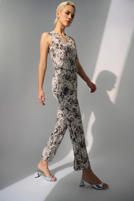 Joseph Ribkoff Beige/Multi Snakeskin Print Straight Leg Pants 252238