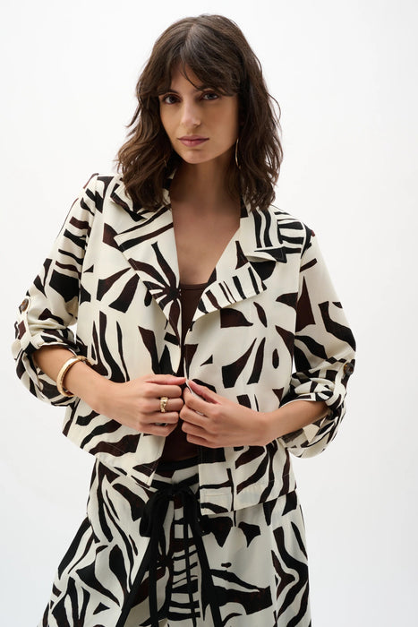 Joseph Ribkoff Beige/Multi Tropical Print Boxy Blazer 262193