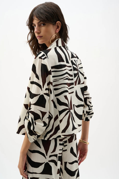Joseph Ribkoff Beige/Multi Tropical Print Boxy Blazer 262193