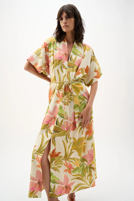 Joseph Ribkoff Beige/Multi Floral Tropical Maxi Dress 262177