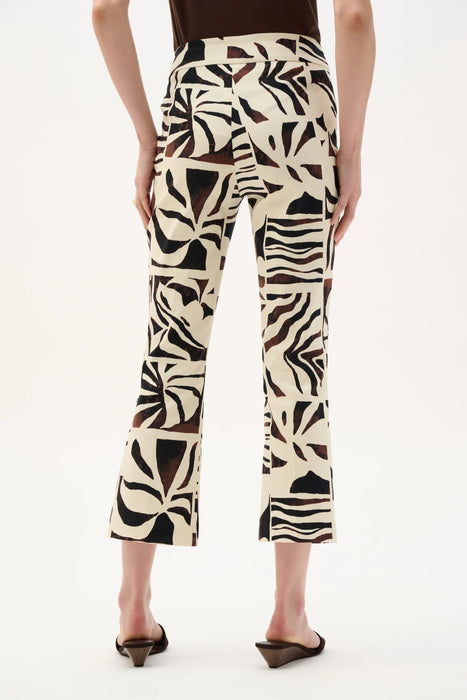 Joseph Ribkoff Beige/Multi Tropical Pull-On Crop Flared Pants 262133