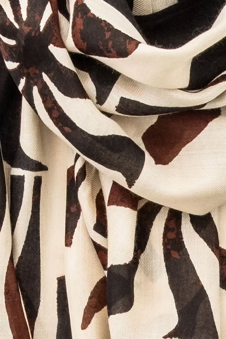 Joseph Ribkoff Beige/Multi Tropical Print Fringe Scarf 262967