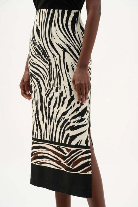 Joseph Ribkoff Beige/Multi Woven Animal Print Midi Skirt 262050