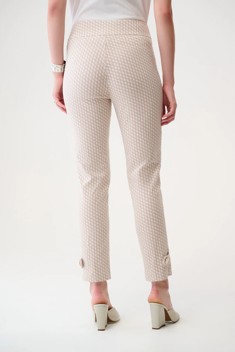Joseph Ribkoff Beige/Off-White Geometric Slim Ankle Pants 261025