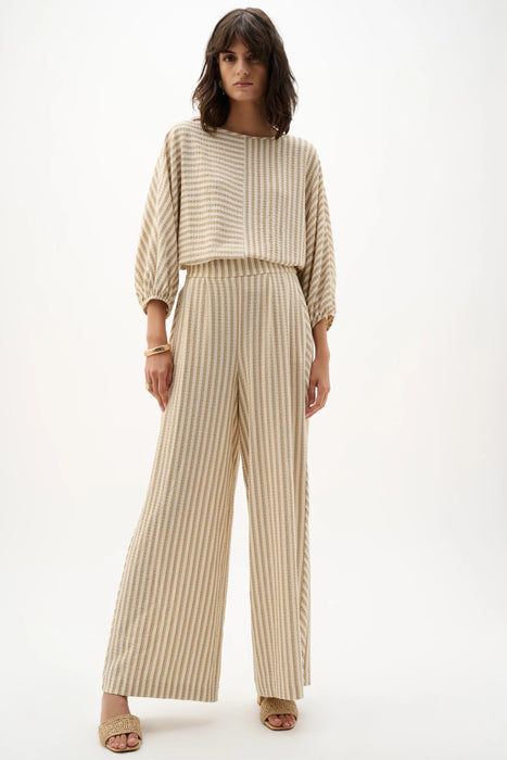 Joseph Ribkoff Beige/Off-White Striped Pull-On Palazzo Pants 262098