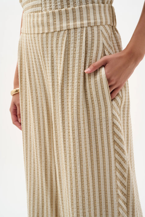 Joseph Ribkoff Beige/Off-White Striped Pull-On Palazzo Pants 262098