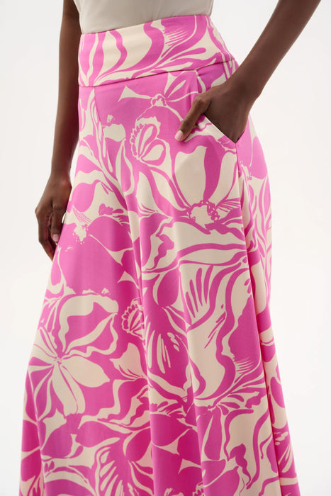 Joseph Ribkoff Beige/Pink Floral Pull-On Culotte Pants 262125