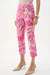 Woman wearing Joseph Ribkoff floral print pull-on cropped pants
