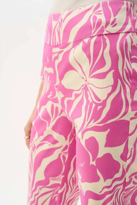 Joseph Ribkoff Beige/Pink Floral Pull-On Cropped Pants 262205