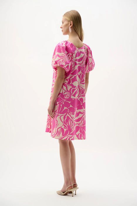 Joseph Ribkoff Beige/Pink Floral Puff Sleeve Shift Dress 262127