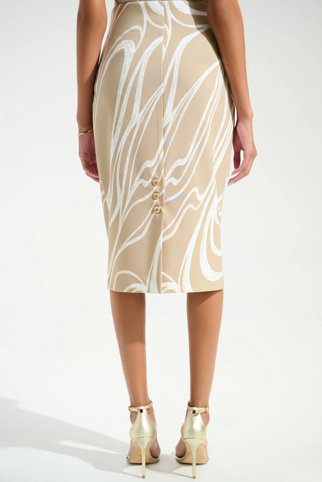 Joseph Ribkoff Beige/Vanilla Abstract High Waist Pencil Skirt 261771