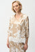 Joseph Ribkoff 261031 Beige/Vanilla Floral Print V-Neck Mandarin Collar 3/4 Sleeves Top