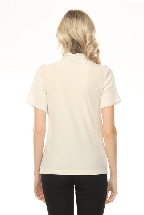 Joseph Ribkoff Faux Wrap Short Sleeve Satin Knit Top 253237