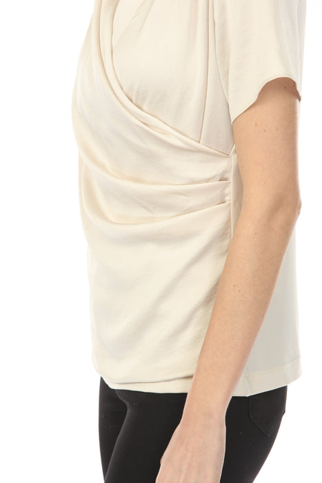 Joseph Ribkoff Faux Wrap Short Sleeve Satin Knit Top 253237