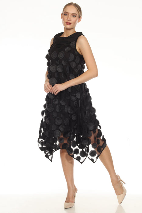Joseph Ribkoff Black 3D Dot Mesh Trapeze Dress 251262