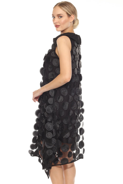 Joseph Ribkoff Black 3D Dot Mesh Trapeze Dress 251262