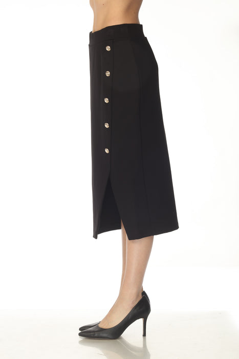Joseph Ribkoff Black Asymmetric Slit Midi Pencil Skirt 254001