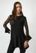 Joseph Ribkoff 253057 Black Asymmetrical Mesh 3/4 Sleeves Tunic Top